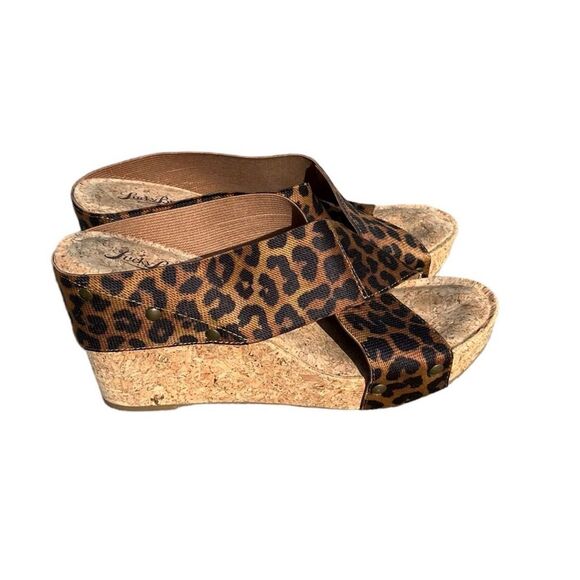 Lucky Brand Leopard Print Wedge Sandals - Picture 2 of 9